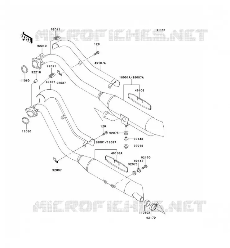 &Eacute;CHAPPEMENT Kawasaki MOTOS 800 2004 VN800  VN800-A10