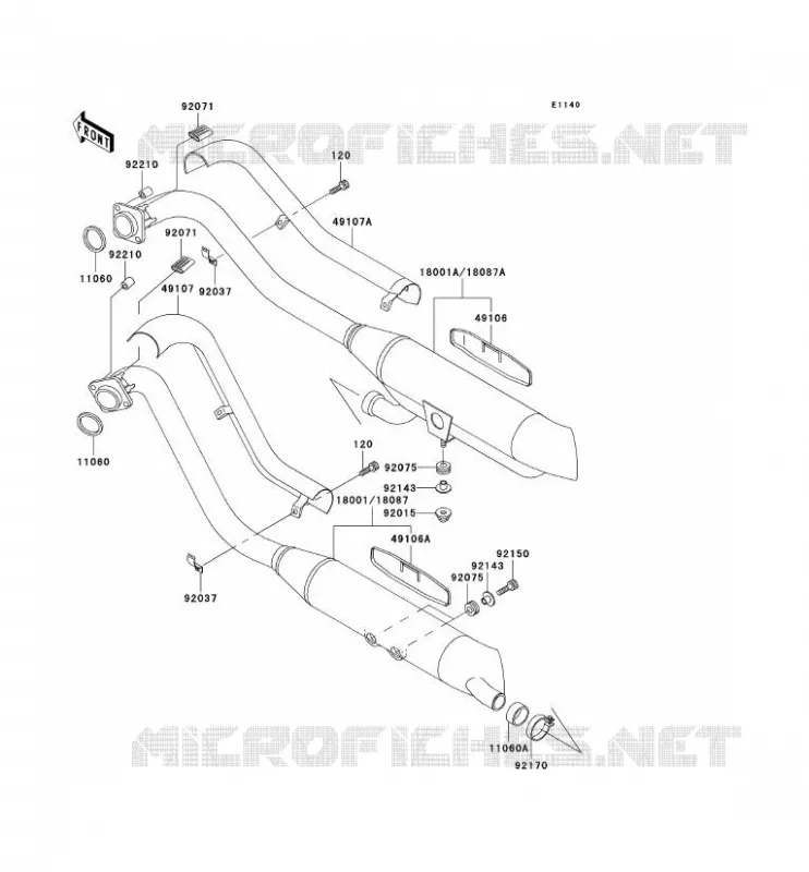 &Eacute;CHAPPEMENT Kawasaki MOTOS 800 2004 VN800 CLASSIC  VN800-B9