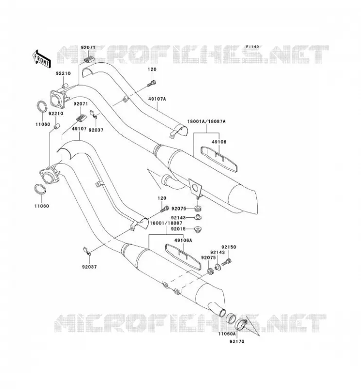 &Eacute;CHAPPEMENT Kawasaki MOTOS 800 2004 VN800 CLASSIC  VN800-B9