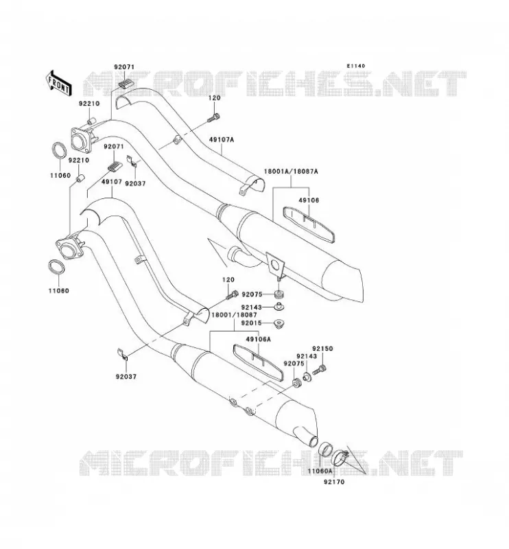 &Eacute;CHAPPEMENT Kawasaki MOTOS 800 2004 VN800 CLASSIC  VN800-B9