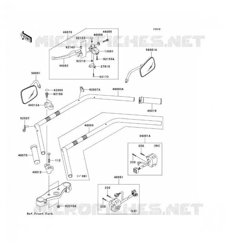 GUIDON Kawasaki MOTOS 900 2009 VN900 CLASSIC  VN900B9F
