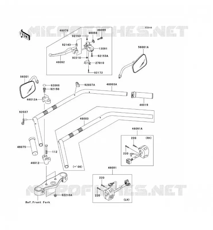 GUIDON Kawasaki MOTOS 900 2010 VN900 CLASSIC  VN900BAF