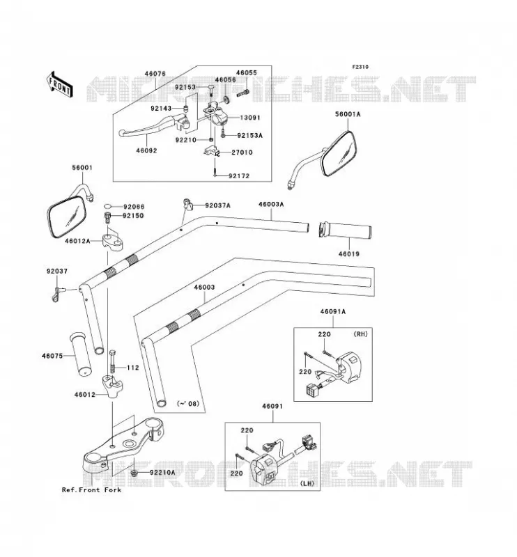 GUIDON Kawasaki MOTOS 900 2010 VN900 CLASSIC  VN900BAF