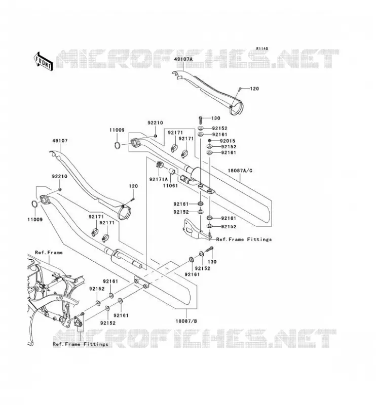 &Eacute;CHAPPEMENT Kawasaki MOTOS 900 2008 VN900 CLASSIC LT  VN900D8F