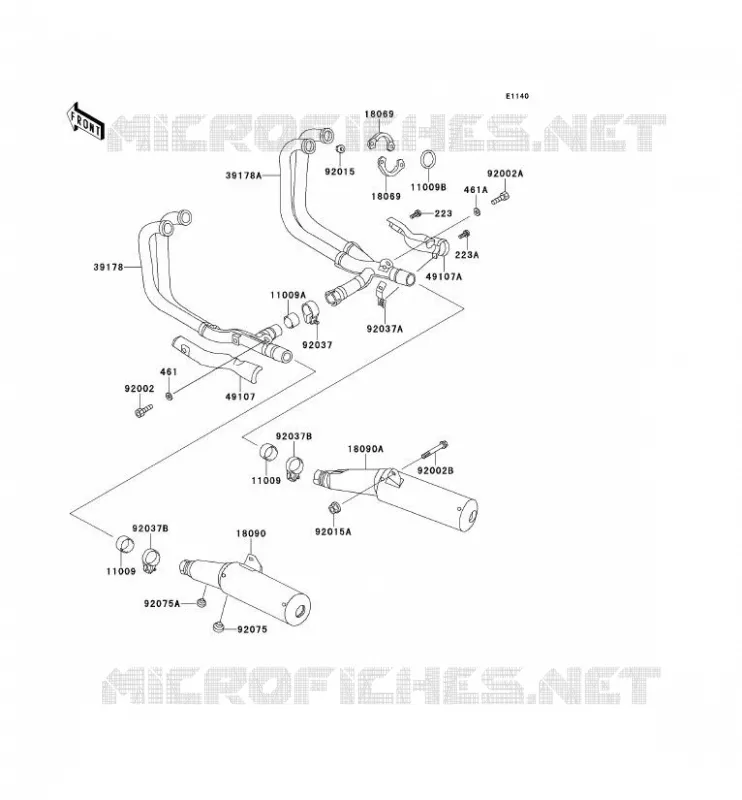 &Eacute;CHAPPEMENT Kawasaki MOTOS 1000 1998 1000GTR  ZG1000-A13