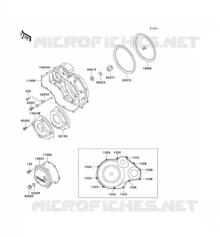 COUVERCLES MOTEUR Kawasaki MOTOS 1000 1999 1000GTR  ZG1000-A14