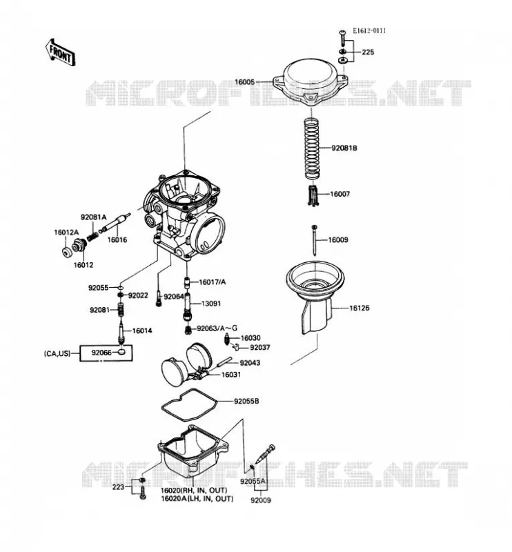 PI&Egrave;CES DE CARBURATEUR Kawasaki MOTOS 1000 1987 1000GTR  ZG1000-A2
