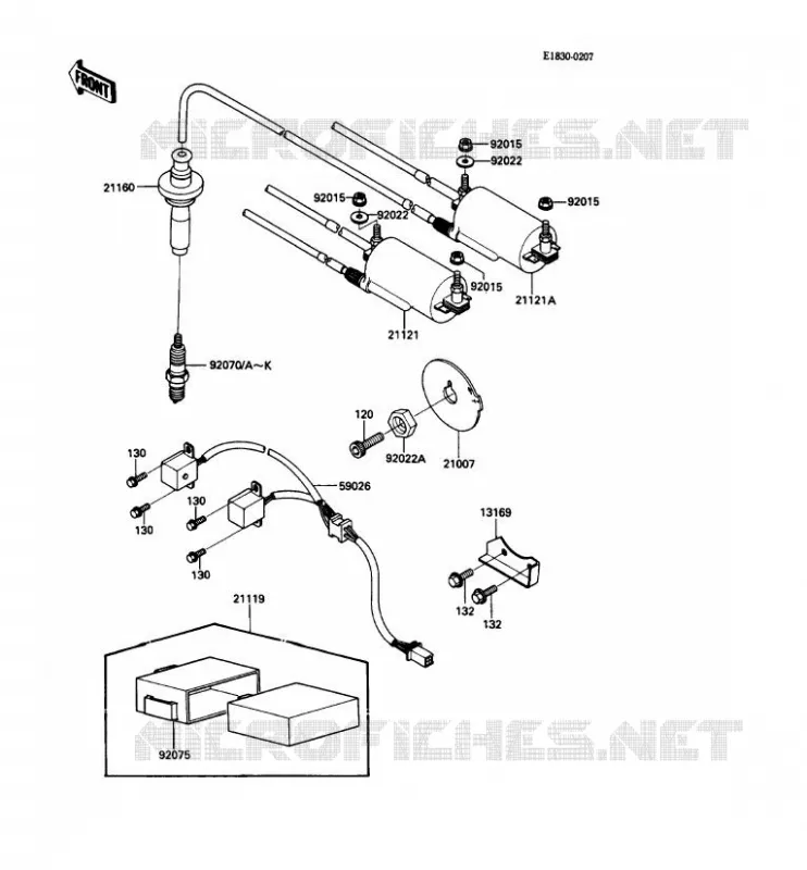 SYSTEME D&acute;ALLUMAGE Kawasaki MOTOS 1000 1987 1000GTR  ZG1000-A2