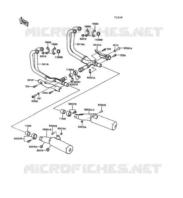 &Eacute;CHAPPEMENT Kawasaki MOTOS 1000 1989 1000GTR  ZG1000-A4