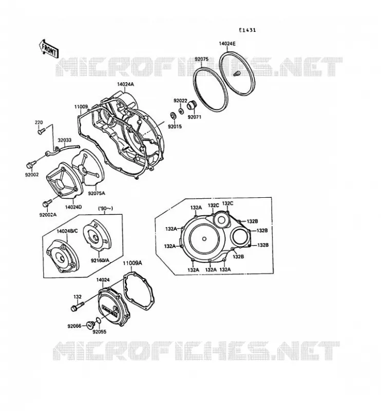 COUVERCLES MOTEUR Kawasaki MOTOS 1000 1990 1000GTR  ZG1000-A5