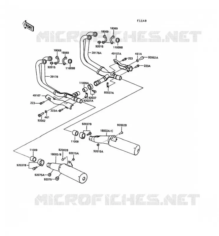 &Eacute;CHAPPEMENT Kawasaki MOTOS 1000 1991 1000GTR  ZG1000-A6