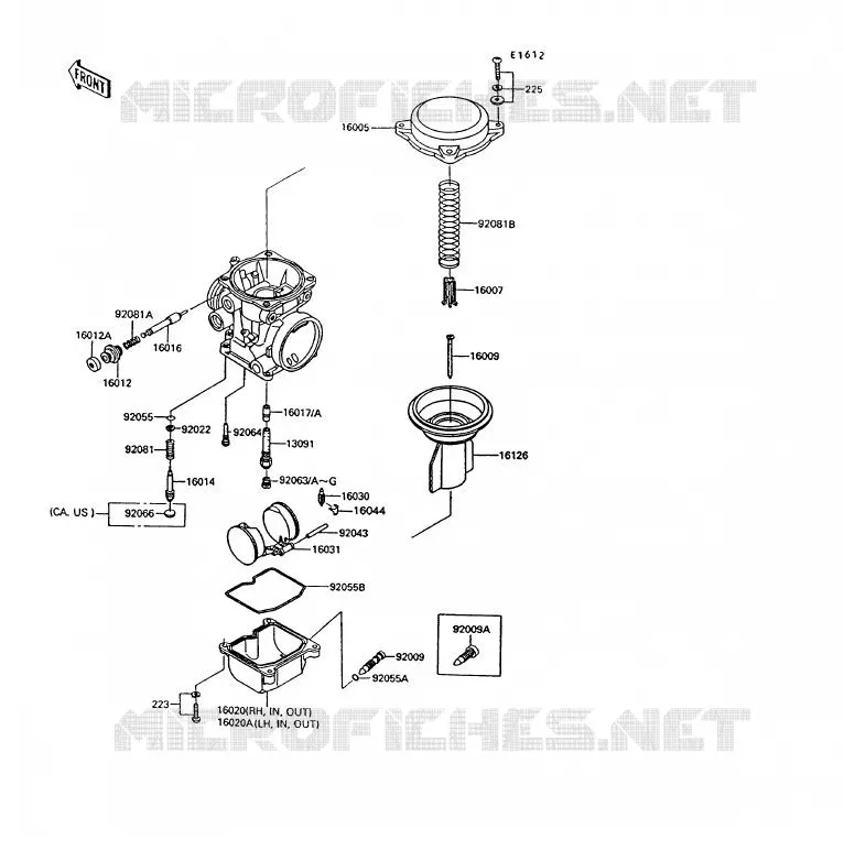 PI&Egrave;CES DE CARBURATEUR Kawasaki MOTOS 1000 1994 1000GTR  ZG1000-A9