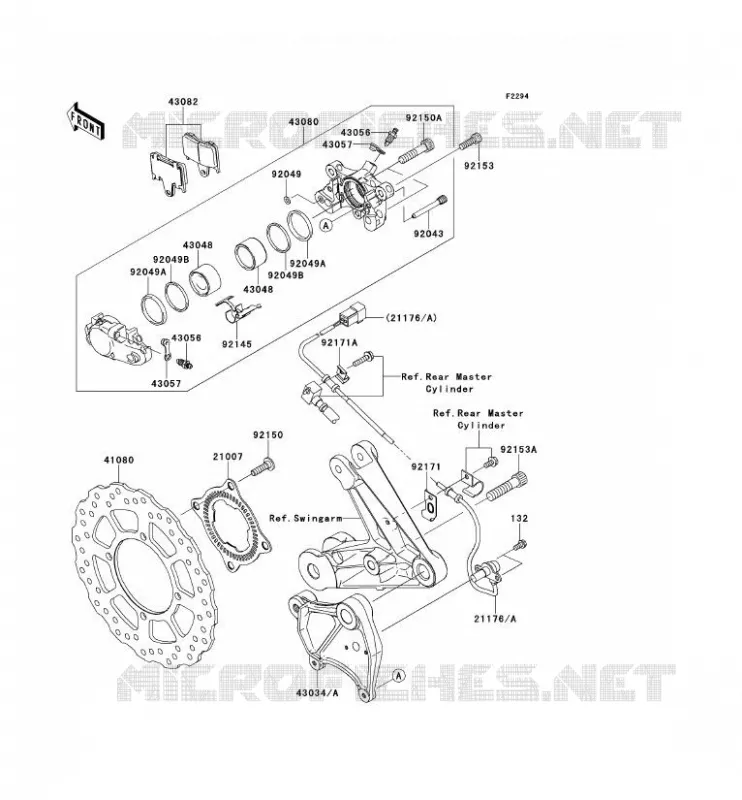 FREIN ARRIERE Kawasaki MOTOS 1400 2008 1400GTR  ZG1400A8F