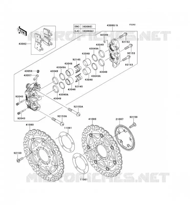 FREIN AVANT Kawasaki MOTOS 1400 2008 1400GTR  ZG1400A8F