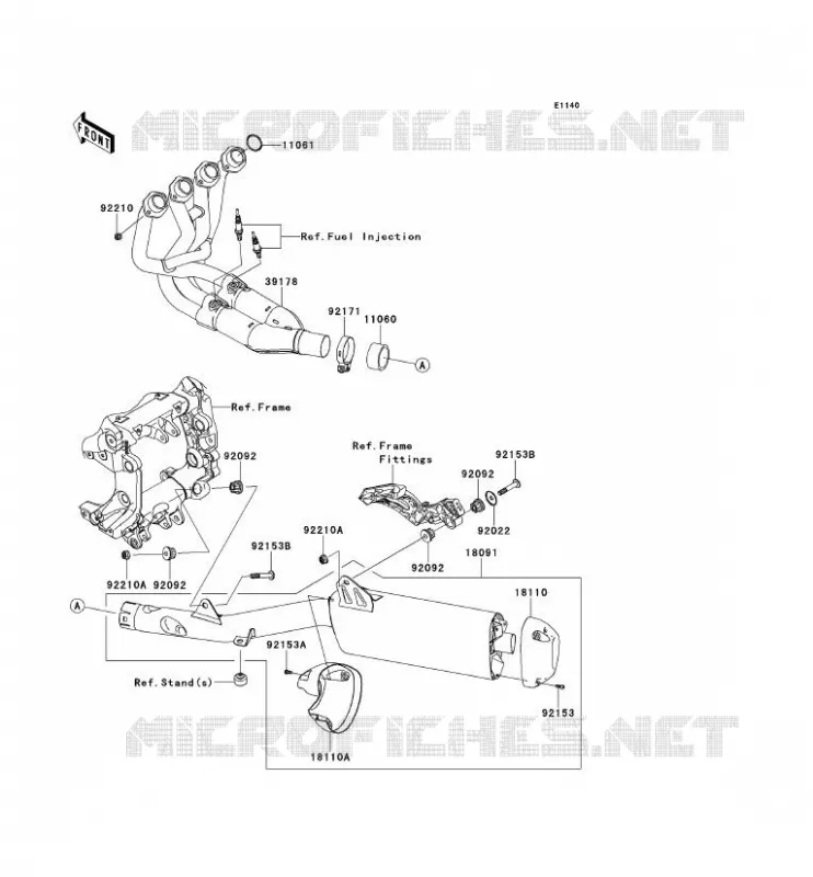&Eacute;CHAPPEMENT Kawasaki MOTOS 1400 2009 1400GTR  ZG1400A9F
