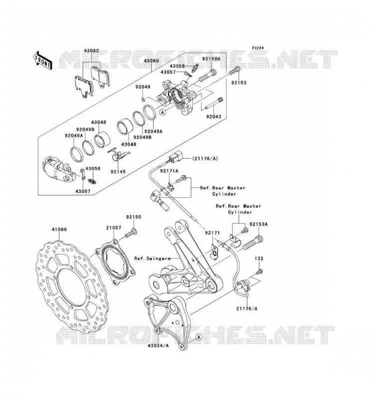FREIN ARRIERE Kawasaki MOTOS 1400 2009 1400GTR  ZG1400A9F