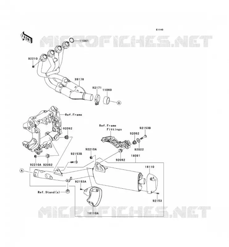 &Eacute;CHAPPEMENT Kawasaki MOTOS 1400 2008 1400GTR  ZG1400B8F