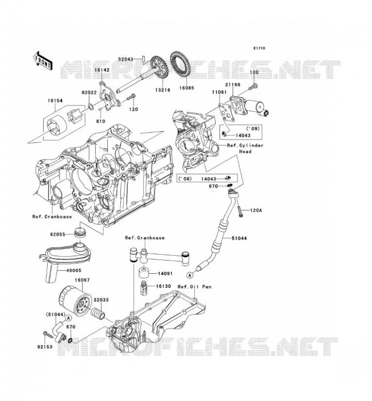 POMPE A HUILE/FILTRE &Agrave; HUILE Kawasaki MOTOS 1400 2008 1400GTR  ZG1400B8F