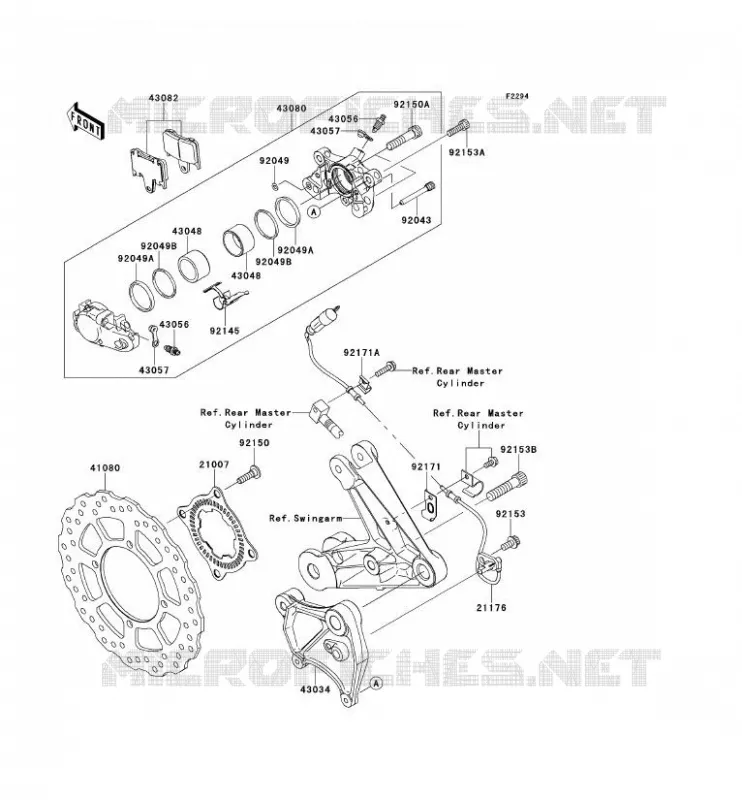 FREIN ARRIERE Kawasaki MOTOS 1400 2010 1400GTR ABS  ZG1400CAF