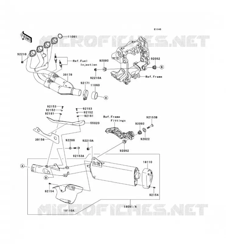 &Eacute;CHAPPEMENT Kawasaki MOTOS 1400 2011 1400GTR ABS  ZG1400CBF