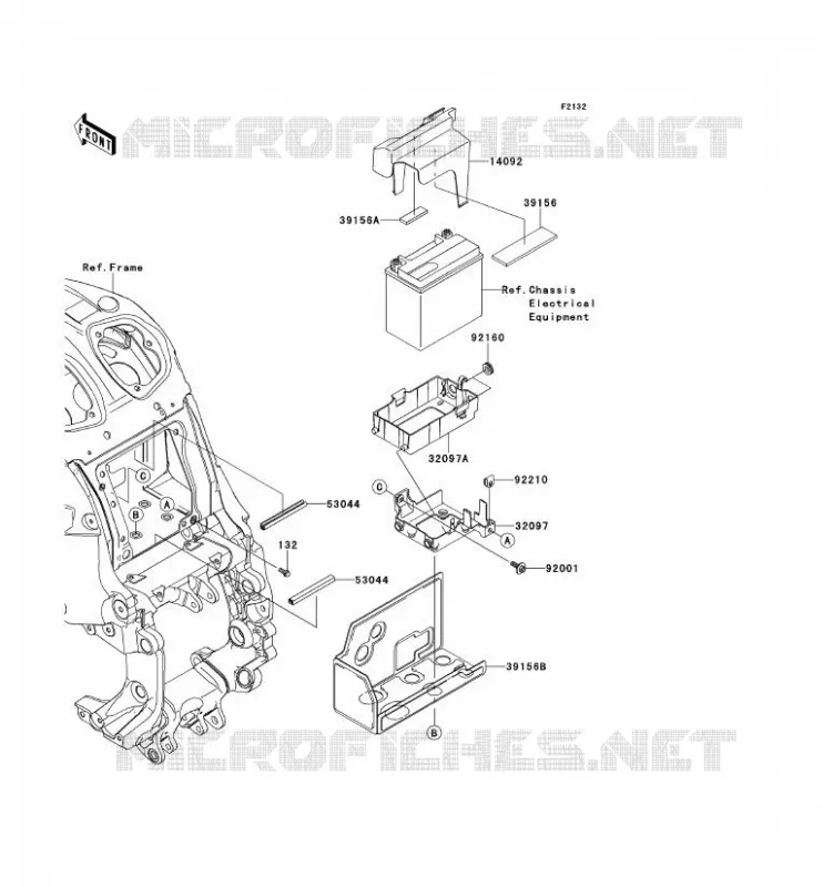 SUPPORT BATTERIE Kawasaki MOTOS 1400 2012 1400GTR ABS  ZG1400CCF