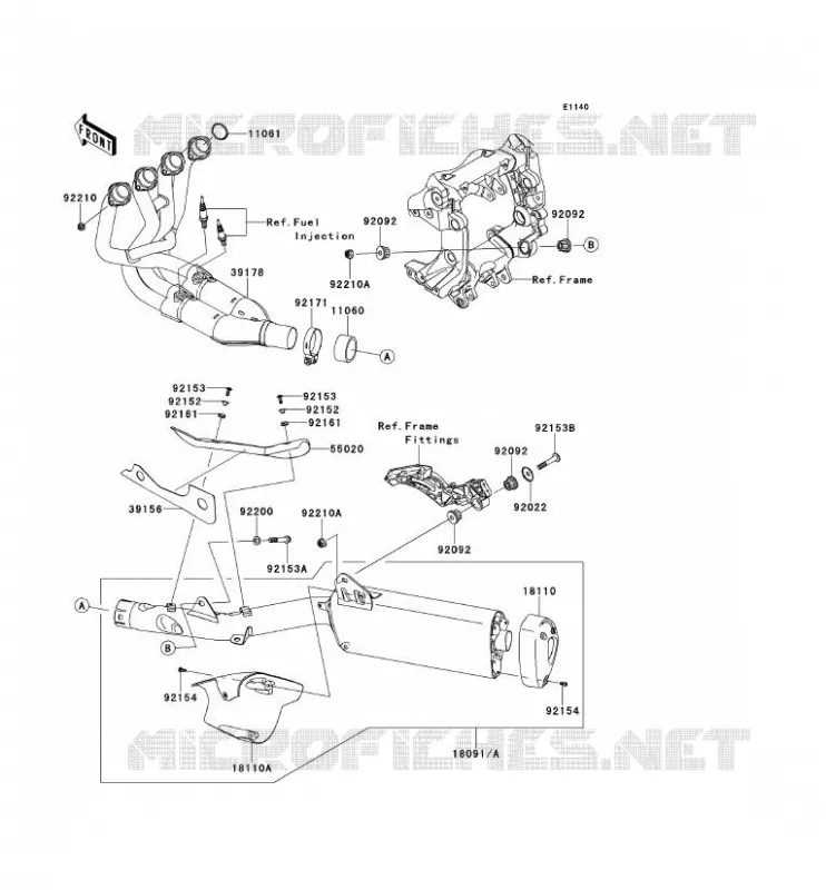 &Eacute;CHAPPEMENT Kawasaki MOTOS 1400 2012 1400GTR ABS  ZG1400CCF