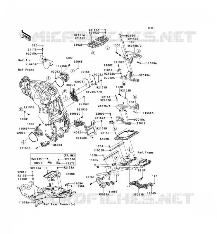 PIECE DE CADRE (COUVERTURE) Kawasaki MOTOS 1400 2012 1400GTR ABS  ZG1400CCF