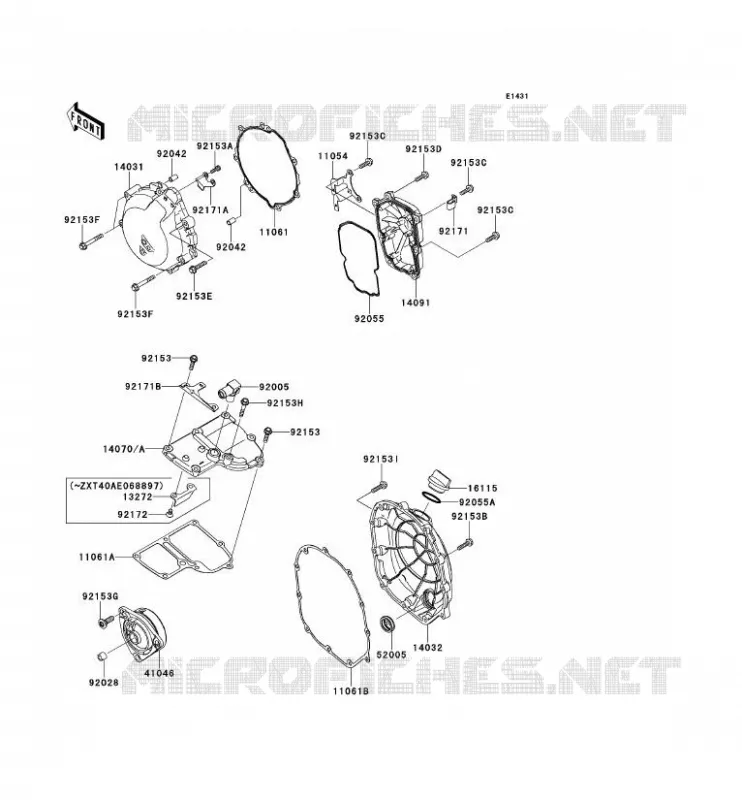 COUVERCLES MOTEUR Kawasaki MOTOS 1400 2013 1400GTR ABS  ZG1400CDF