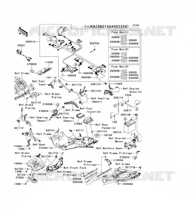 CHASSIS EQUIPMENT ELECTRIQUE Kawasaki MOTOS 1400 2014 1400GTR ABS  ZG1400CEF