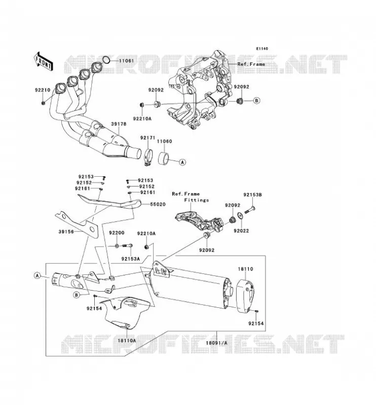 &Eacute;CHAPPEMENT Kawasaki MOTOS 1400 2014 1400GTR ABS  ZG1400CEF