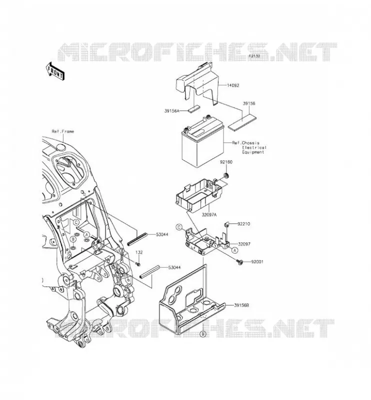 SUPPORT BATTERIE Kawasaki MOTOS 1400 2015 1400GTR ABS  ZG1400EFF