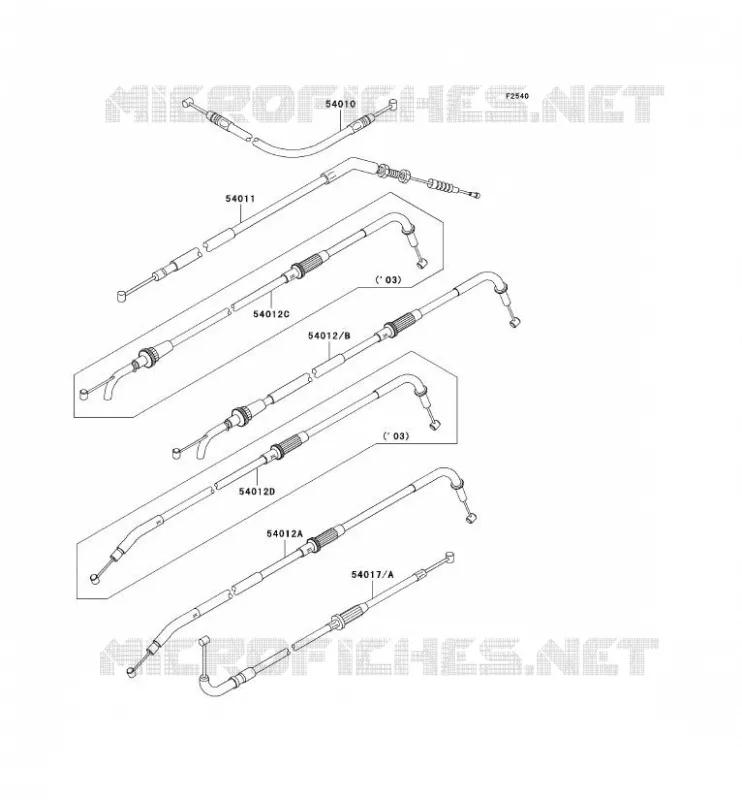 CABLES Kawasaki MOTOS 1000 2004 Z1000  ZR1000-A2