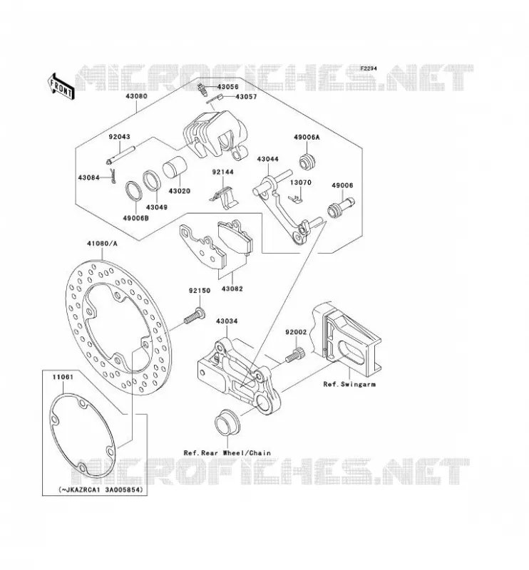FREIN ARRIERE Kawasaki MOTOS 1000 2004 Z1000  ZR1000-A2