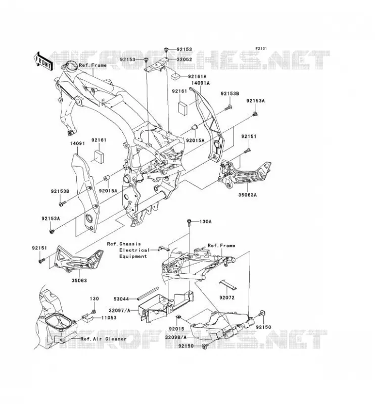 PIECE DE CADRE (COUVERTURE) Kawasaki MOTOS 1000 2004 Z1000  ZR1000-A2
