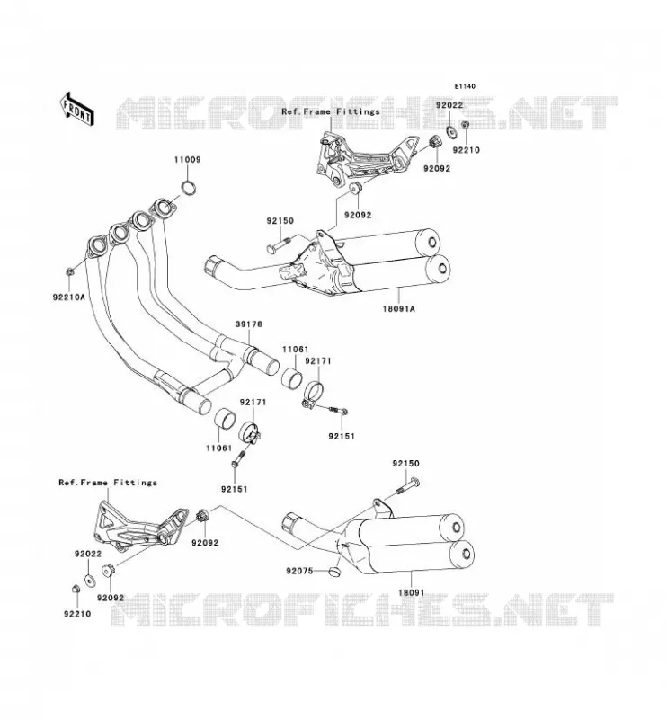 &Eacute;CHAPPEMENT Kawasaki MOTOS 1000 2004 Z1000  ZR1000-A2H