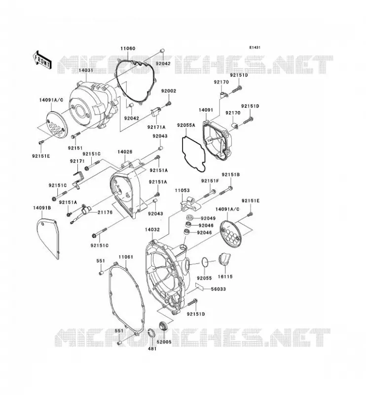 COUVERCLES MOTEUR Kawasaki MOTOS 1000 2006 Z1000  ZR1000A6F
