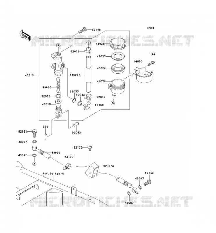 MAITRE CYLINDRE ARRI&Egrave;RE Kawasaki MOTOS 1000 2006 Z1000  ZR1000A6F