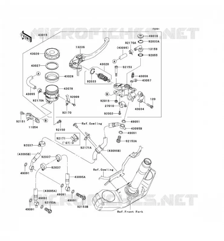 MAITRE CYLINDRE AV Kawasaki MOTOS 1000 2007 Z1000  ZR1000B7F