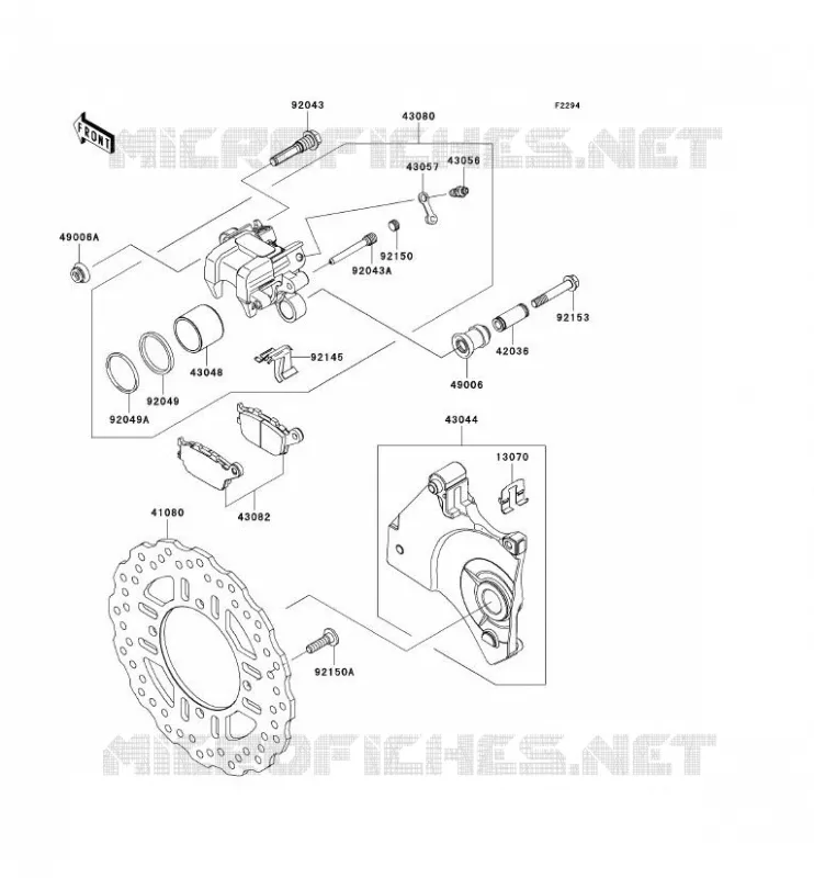 FREIN ARRIERE Kawasaki MOTOS 1000 2008 Z1000  ZR1000B8F