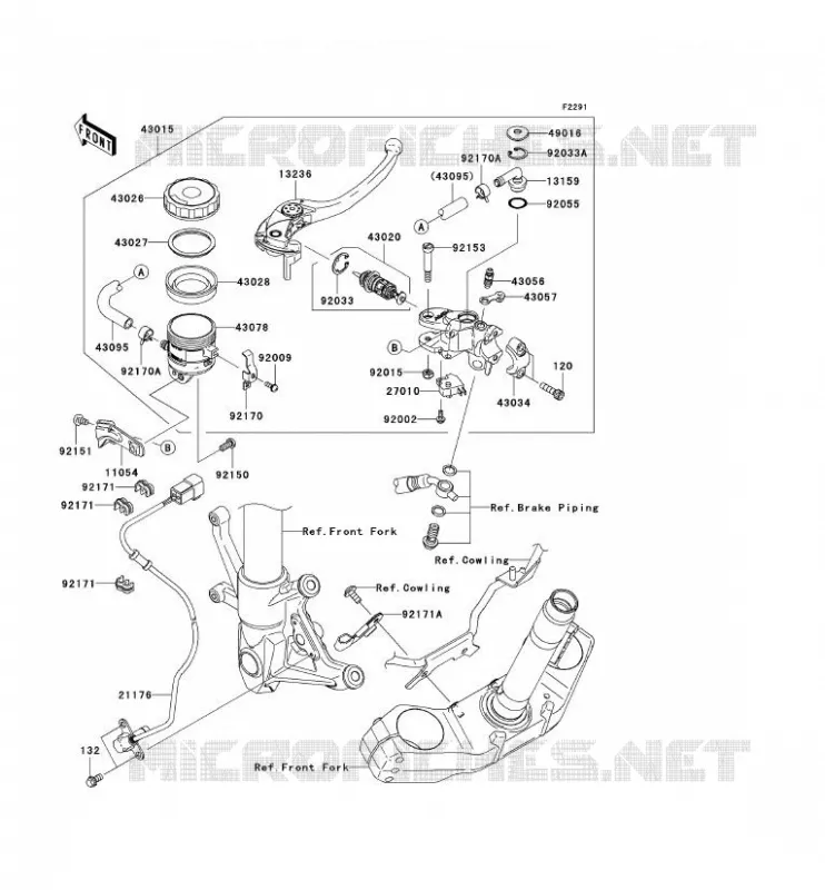 MAITRE CYLINDRE AV Kawasaki MOTOS 1000 2007 Z1000 ABS  ZR1000C7F
