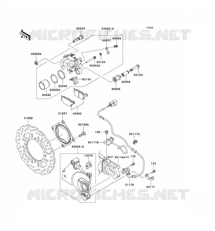 FREIN ARRIERE Kawasaki MOTOS 1000 2008 Z1000 ABS  ZR1000C8F