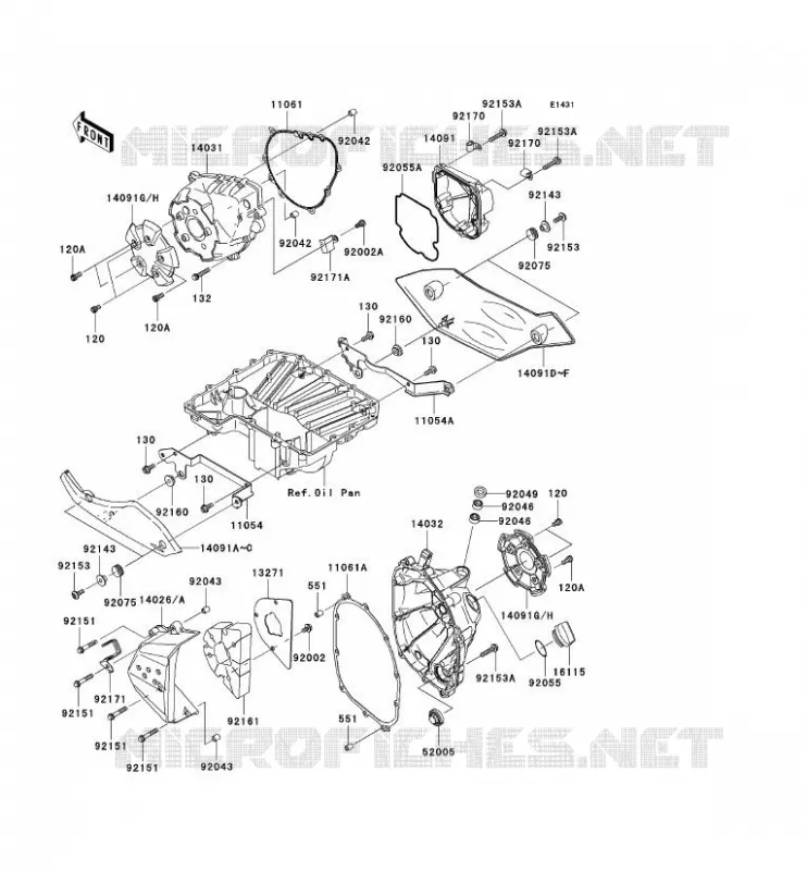 COUVERCLES MOTEUR Kawasaki MOTOS 1000 2008 Z1000 ABS  ZR1000C8F