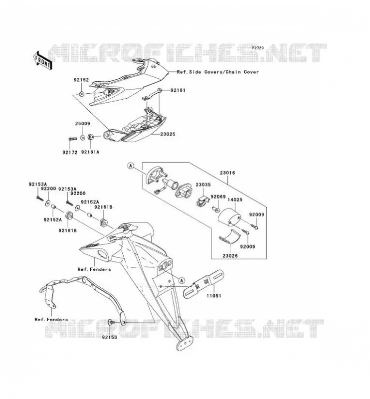 FEUX ARRI&Egrave;RE(S) Kawasaki MOTOS 1000 2008 Z1000 ABS  ZR1000C8F
