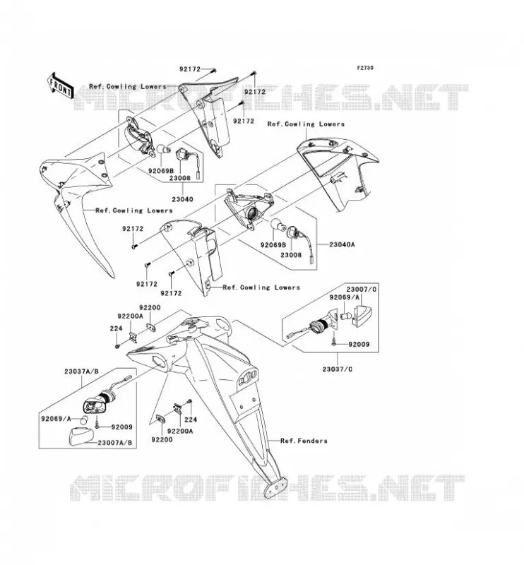 CLIGNOTANTS Kawasaki MOTOS 1000 2009 Z1000 ABS  ZR1000C9F