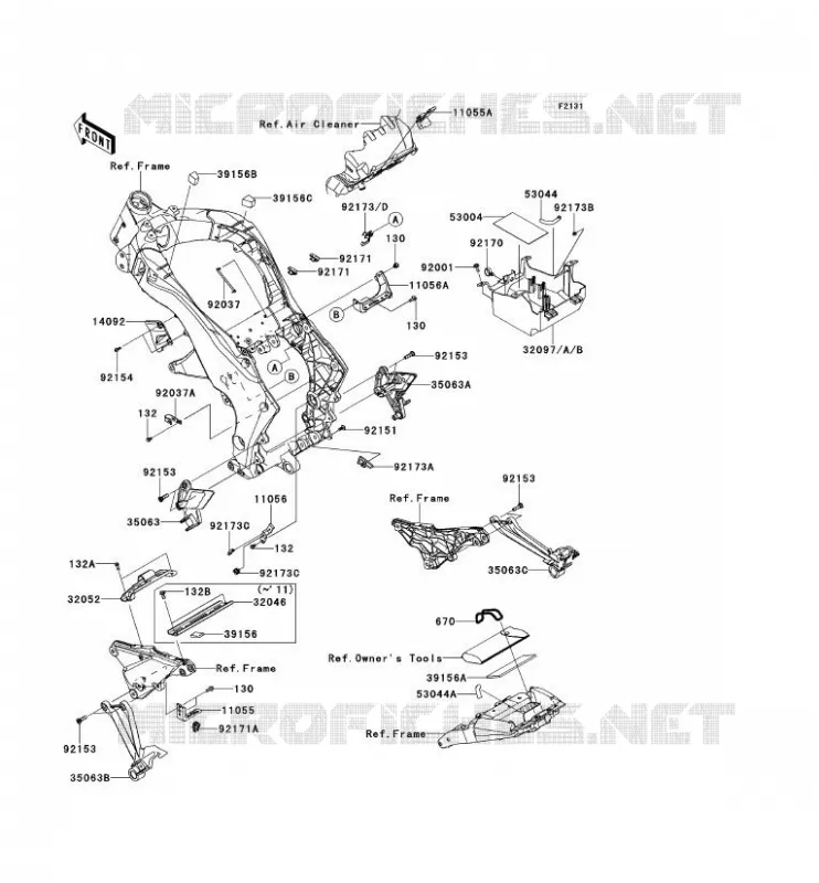 PIECE DE CADRE (COUVERTURE) Kawasaki MOTOS 1000 2010 Z1000  ZR1000DAF