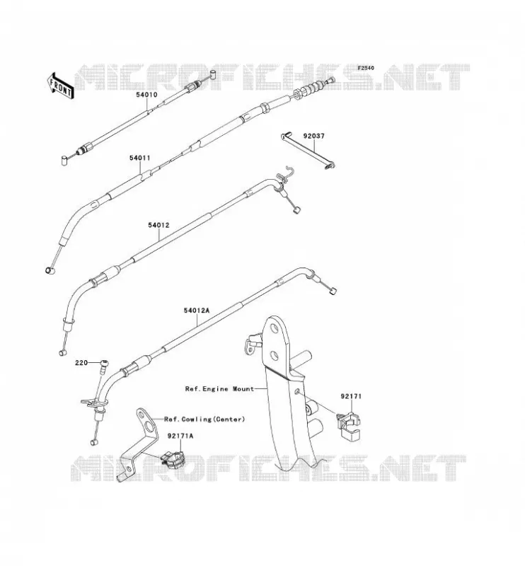 CABLES Kawasaki MOTOS 1000 2010 Z1000  ZR1000DAF