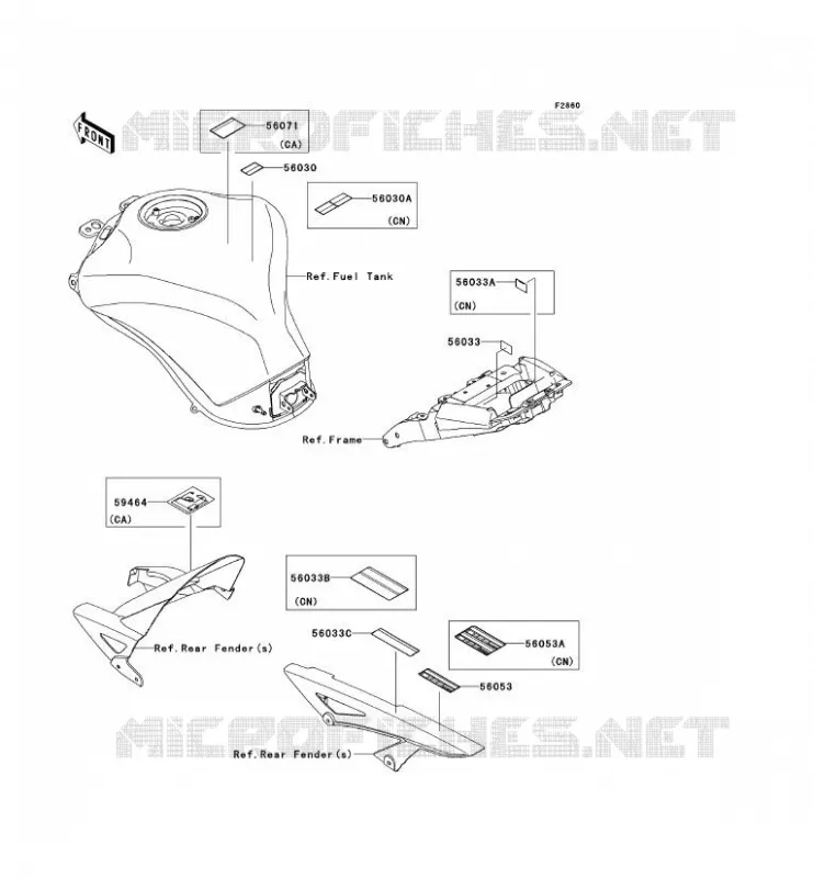 LABEL Kawasaki MOTOS 1000 2010 Z1000  ZR1000DAF