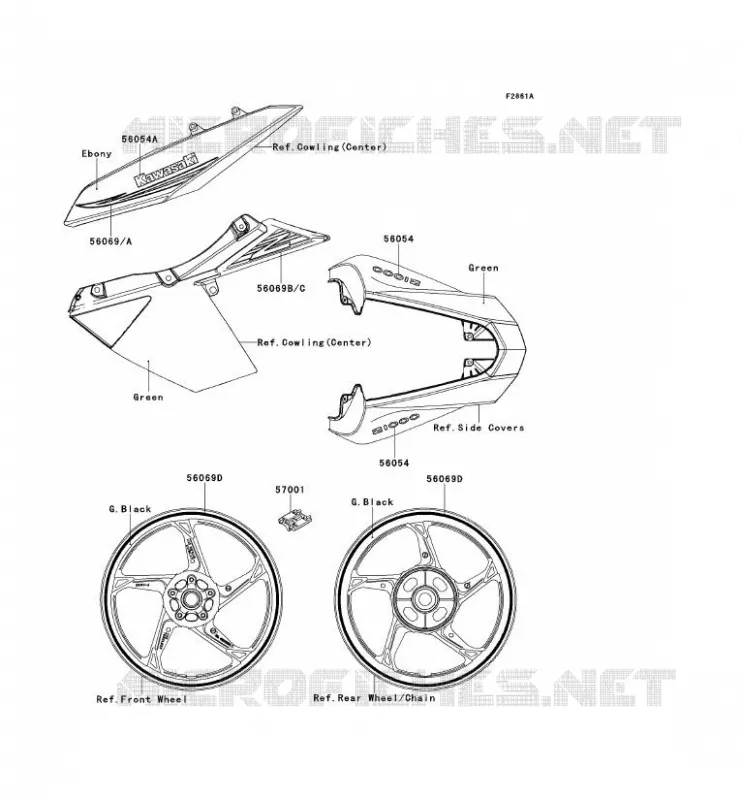 STICKER(GREEN) Kawasaki MOTOS 1000 2011 Z1000  ZR1000DBF