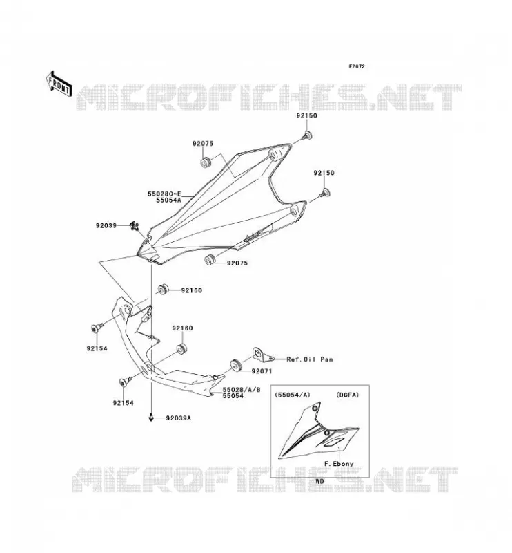 CARENAGE INFERIEUR Kawasaki MOTOS 1000 2011 Z1000  ZR1000DBF