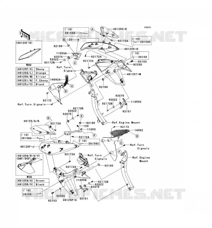 CARENAGE(CENTRALE) Kawasaki MOTOS 1000 2012 Z1000  ZR1000DCF